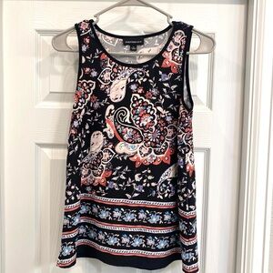 Fortune+Ivy Patterned Sleeveless Top - Black and Red